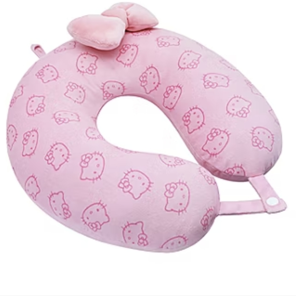 Sanrio Pink Hello Kitty Travel Neck Pillow with Bow - Picture 2 of 6